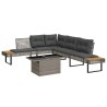 Salon de jardin avec coussins 2pcs gris résine tressée et verre 513722513722