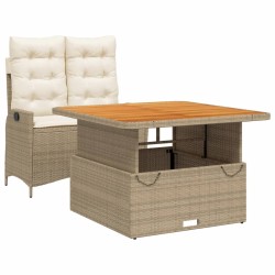 Ensemble à manger de jardin et coussins 2 pcs beige poly rotin 513723513723