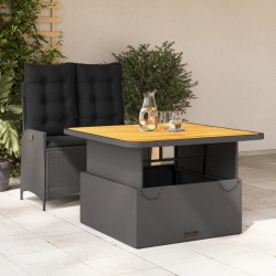 Ensemble à manger de jardin coussins 2pcs noir résine tressée 513724513724