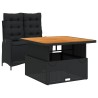 Ensemble à manger de jardin coussins 2pcs noir résine tressée 513724513724