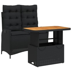 Ensemble à manger de jardin coussins 2pcs noir résine tressée 513725513725