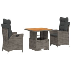 Ensemble à manger de jardin 3 pcs coussins gris résine tressée 513726513726