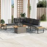 Salon de jardin avec coussins 5 pcs gris résine tressée acacia 513728513728