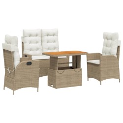 Ensemble à manger de jardin coussins 4 pcs beige résine tressée 513730513730