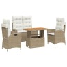 Ensemble à manger de jardin coussins 4 pcs beige résine tressée 513730513730