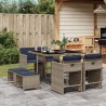 Ensemble à manger de jardin 9 pcs coussins gris résine tressée 513735513735
