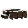 Ensemble à manger de jardin et coussins 11 pcs marron rotin 513738513738