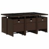 Ensemble à manger de jardin et coussins 11 pcs marron rotin 513738513738