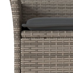 Ensemble de bistro avec coussins 3 pcs gris rotin et verre 513740513740