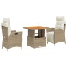 Ensemble à manger de jardin et coussins 3 pcs Beige poly rotin 513742513742