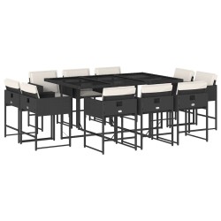 Ensemble à manger de jardin 11 pcs coussins noir résine tressée 513743513743