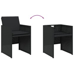 Ensemble à manger de jardin coussins 7pcs Noir Résine tressée 513746513746