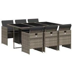 Ensemble à manger de jardin et coussins 7 pcs gris rotin 513747513747
