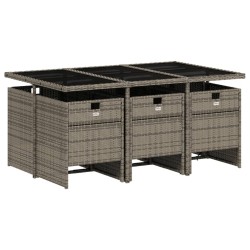 Ensemble à manger de jardin et coussins 7 pcs gris rotin 513747513747