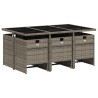 Ensemble à manger de jardin et coussins 7 pcs gris rotin 513747513747