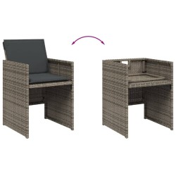 Ensemble à manger de jardin et coussins 7 pcs gris rotin 513747513747