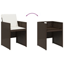 Ensemble à manger de jardin et coussins 7 pcs marron rotin 513748513748