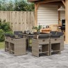 Ensemble à manger de jardin 9 pcs coussins gris résine tressée 513749513749