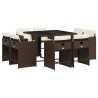 Ensemble à manger de jardin et coussins 9 pcs marron poly rotin 513750513750