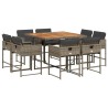 Ensemble à manger de jardin 9 pcs coussins gris résine tressée 513751513751