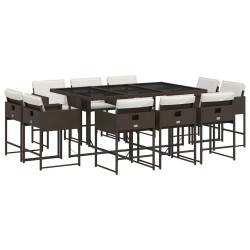Ensemble à manger de jardin et coussins 11 pcs marron rotin 513752513752