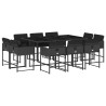 Ensemble à manger de jardin 11 pcs coussins noir résine tressée 513754513754