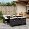Ensemble à manger de jardin coussins 7pcs Noir Résine tressée 513755513755
