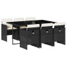 Ensemble à manger de jardin coussins 7pcs Noir Résine tressée 513755513755