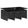 Ensemble à manger de jardin coussins 7pcs Noir Résine tressée 513755513755