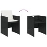 Ensemble à manger de jardin coussins 7pcs Noir Résine tressée 513755513755