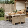 Ensemble à manger de jardin avec coussins 5pcs Beige poly rotin 513756513756