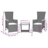 Ensemble à manger de jardin avec coussins 3 pcs Noir 513758513758