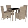 Ensemble à manger de jardin avec coussins 5pcs Beige poly rotin 513759513759