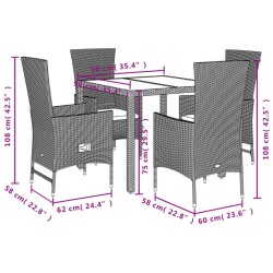 Ensemble à manger de jardin avec coussins 5pcs Beige poly rotin 513759513759