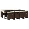 Ensemble à manger de jardin et coussins 9 pcs marron poly rotin 513760513760