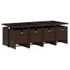 Ensemble à manger de jardin et coussins 9 pcs marron poly rotin 513760513760
