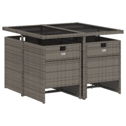 Ensemble à manger de jardin 5 pcs coussins gris résine tressée 513763513763