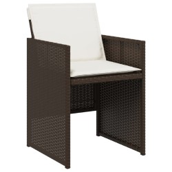 Ensemble à manger de jardin et coussins 9 pcs marron poly rotin 513764513764