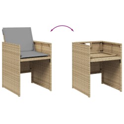 Ensemble à manger de jardin coussins 7 pcs mélange beige rotin 513766513766