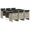 Ensemble à manger de jardin et coussins 7 pcs gris clair rotin 513767513767