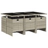 Ensemble à manger de jardin et coussins 7 pcs gris clair rotin 513767513767
