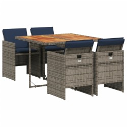 Ensemble à manger de jardin 5 pcs coussins gris résine tressée 513768513768