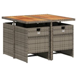 Ensemble à manger de jardin 5 pcs coussins gris résine tressée 513768513768