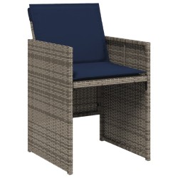 Ensemble à manger de jardin 5 pcs coussins gris résine tressée 513768513768