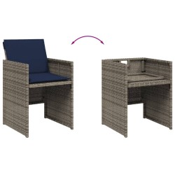 Ensemble à manger de jardin 5 pcs coussins gris résine tressée 513768513768