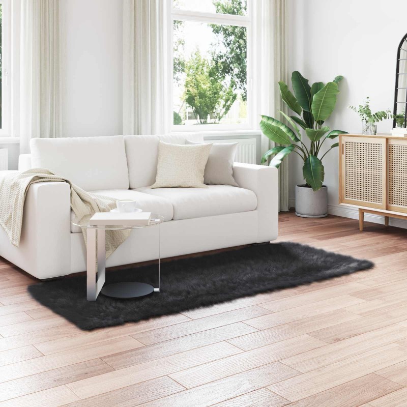 Tapis en fausse TAFALLA Noir 80 x 200 cm Polyester 513775513775