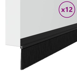 Brosses de porte adhésives 12 pcs Noir 100 cm 513933513933