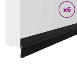 Brosses de porte adhésives 6 pcs Noir 100 cm 513939513939