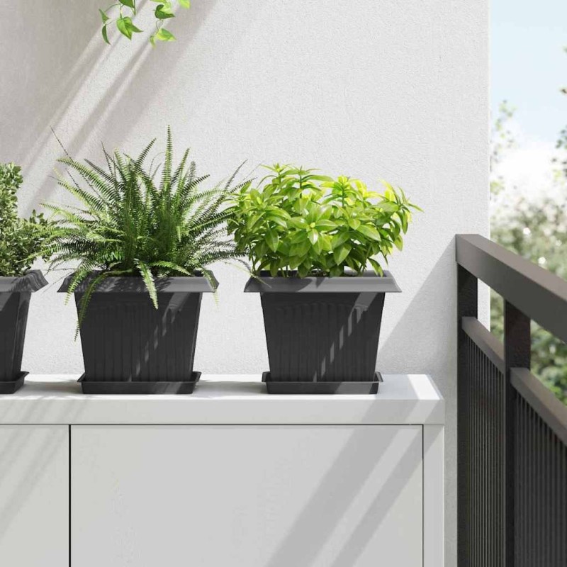 Pot de Fleurs Carré 6 pcs Noir 23 x 23 x 17,5 cm Plastique 513951513951