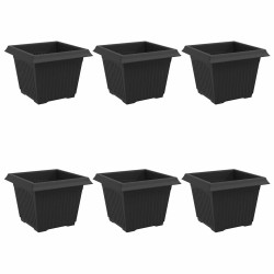 Pot de Fleurs Carré 6 pcs Noir 23 x 23 x 17,5 cm Plastique 513951513951